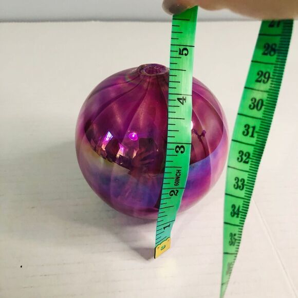 anton intaglio art glass oil lamp pink swirl iridescent orb hand blown home - Picture 6 of 9